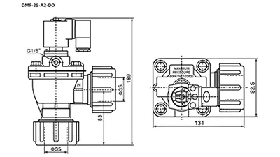 Válvula solenoide de 2/2 vías de aluminio fundido, Serie DMF-Z-DD