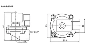 Válvula solenoide de 2/2 vías de aluminio fundido, Serie DMF-Z